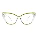 SA106 Womens 2-tone Color Design Horn Rim Cat Eye Clear Lens Fashion Eyeglasses Clear Green Glitter