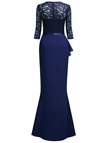 Image of MISSMAY Women's Vintage Floral Lace Ruffle Half Sleeve Evening Party Formal Long Dress