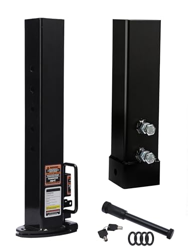 FlexHitch 30K LBS Heavy-Duty Gooseneck Trailer Coupler | 8 Height Adjustable | 4 Square Tube | Extra Safety Pin Lock | Fits 2-5/16 Ball