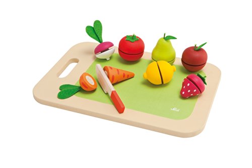 Trudi Tagliere Frutta e Verdura (8 pz) by Sevi | Giochi in Legno Bambini. Frutta Finta da Tagliare. Metodo Creativo Montessori | 27x18cm | Giochi di Imitazione | Modello 82320