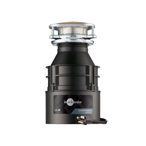 InSinkErator Badger 1 Garbage Disposal with Power Cord, Standard Series 1/3 HP Continuous Feed Food Waste Disposer, Badger 1 W/C