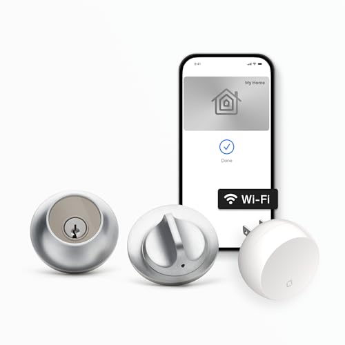 Level Lock+ (Wi-Fi) Smart Lock - World's Smallest Smart Lock and Apple Home Key - Lock/Unlock Anywhere - Level App for iOS and Android - Compatible with Apple Home, Alexa, Google Home (Satin Chrome)