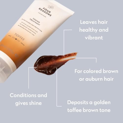 Image of FOUR REASONS Color Mask, Toffee (27 Colors) - Hair Gloss & Color Depositing Conditioner - Semi Permanent Hair Toner for Color-Treated Hair Color For Women - Vegan & Cruelty-Free - 6.76 fl oz