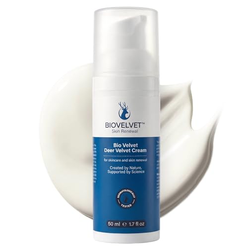 Bio Velvet Deer Antler Extract Skin Renewal Cream with Aloe Vera Tea Tree Oil & Dead Sea Minerals 1.7 fl oz