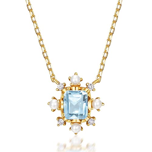 Pendentif topaze bleue en argent massif 925, un collier de perles précieux pour femme