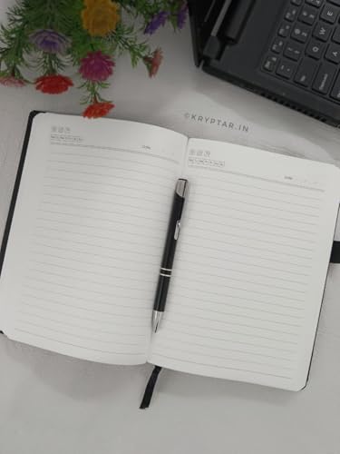Image of Personalized Premium Metal Pen & Diary Gift Set | Custom Name Engraved A5 Leather Finish Notebook (192 Pages) | Executive Corporate Gift for Employees, Clients, Men & Women | Black (Standard Tip Pen Set with Dairy)