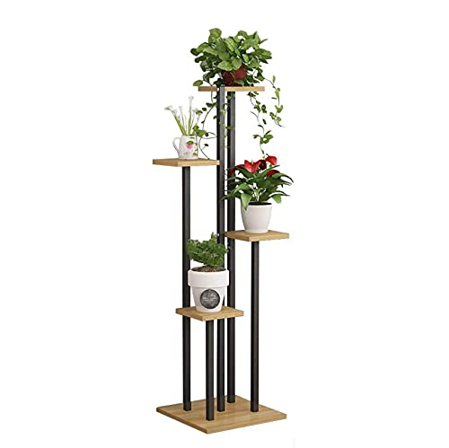 ZLBIN Support Plante Bois Console Metal Support Plante/RéSistant Rouille Lisse ImperméAble 4 ÉTage Design Etagere Plante/100x40cm Fleur Pot Porte Plante Deco,Black-140cm Cover