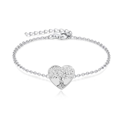 RIPFEVURN Heart Tree of Life Cremation Jewelry Urn Bracelet for Ashes for Women Memorial Ashes Keepsake Link Bracelet