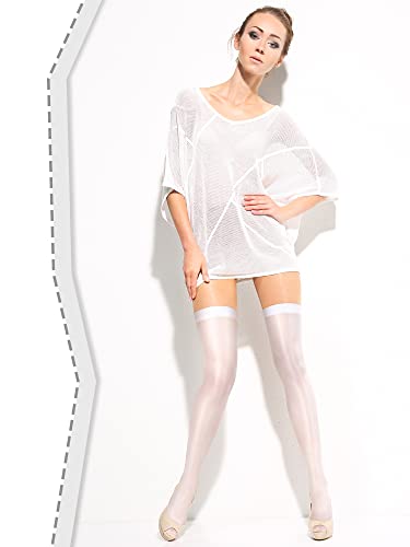 Geyoga 4 Pairs Shiny Thigh High Stockings Shimmery Silk Sheer over the Knee Stockings for Women Halloween Cosplay2