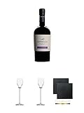  Lufthansa Old Fashioned Cocktail 0,5 Liter + Edelbrandglas Stölzle 1 Stück - Quadrophil 231/30 + Edelbrandglas Stölzle 1 Stück - Quadrophil 231/30 + Schiefer Glasuntersetzer eckig ca. 9,5 cm Ø 2 Stück