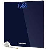 Weight Scale, SmarTake Precision Digital Body Bathroom Scale with Step-On Technology, 6mm Tempered Glass Easy Read Backlit LED Display, Body Tape Measure Included, 400 Pounds, Blue