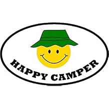 Happy Camper Bumper Sticker Decal High Quality Vinyl - Made in USA 4 in. x 3 in.