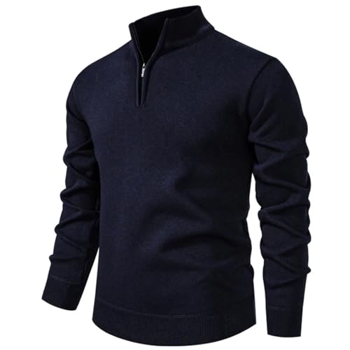 Men's Thick Knitted Sweater Korean Style Slim Fit Half Zipper Pullover Sweaters4