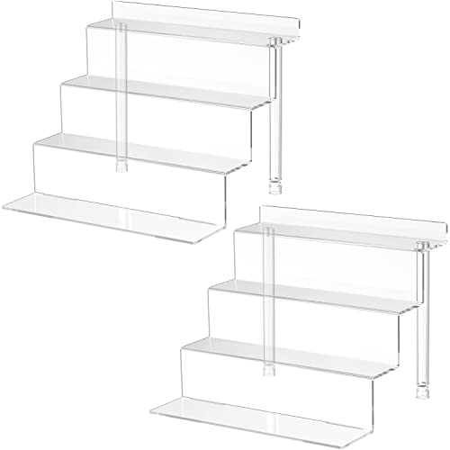 Winkine Acrylic Display Stands, 2 Pack Clear Acrylic Display Risers Compatible With Funko Amiibo Pop Figures, 4 Tier Cupcakes Dessert Stand Perfume Organizer Perfume Stand For Cabinet, Countertops #TOP6