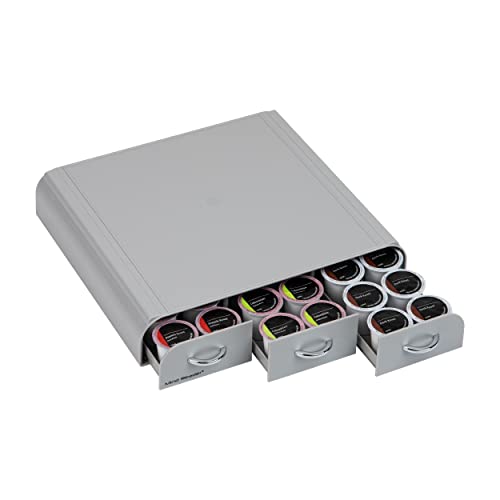 Mind Reader Single Serve Coffee Pod Organizer with 3 Drawers, 36 Pod Capacity, Countertop, 34.3L x 31.1W x 6.4H cm, Gray by Mind Reader - Used condition - CA$16.88