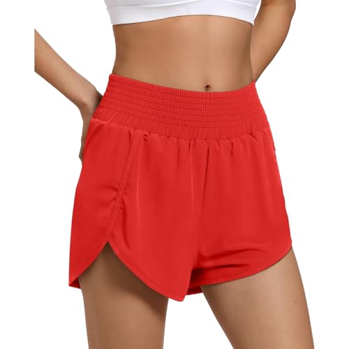 Women's High Waist Athletic Shorts Quick Dry Sporty Workout Running Shorts for Women with Zipper Pocket3