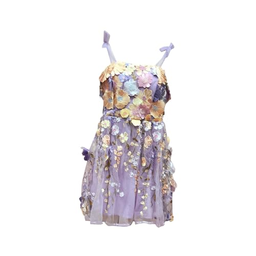 Image of Women Three Dimensional Floral Embroidered Suspender Dress for Wedding Proms XXL