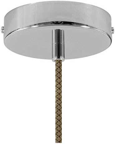 creative cables Hanglamp, gemaakt in Italië, compleet met textielkabel, lampenkap van keramiek en afwerking van metaal, zonder lamp, taupe gestreept, wit photo 2