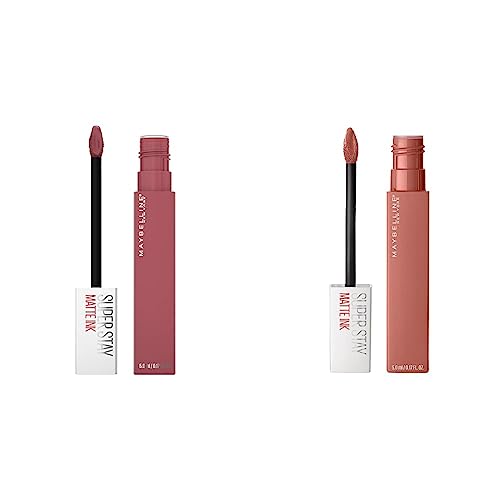 MAYBELLINE Super Stay Matte Ink Liquid Lipstick Bundle with Seductress Light Rosey Nude and Ringleader Mauve Pink Shades, 1 Count Each