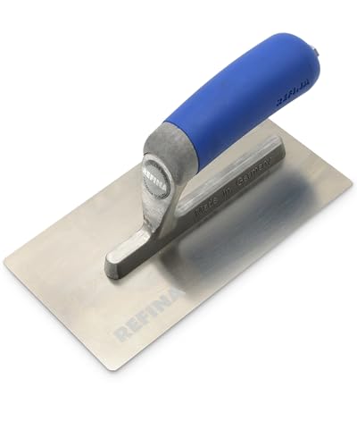 REFINA FINATEX Flex Midget Plastering Trowel for Tight Spaces - 8 x 3 (200 x 80mm) Plasterers w/ 0.4mm Stainless Steel Blade & Ergonomic Handle - Applying, Smoothing & Finishing Trowel