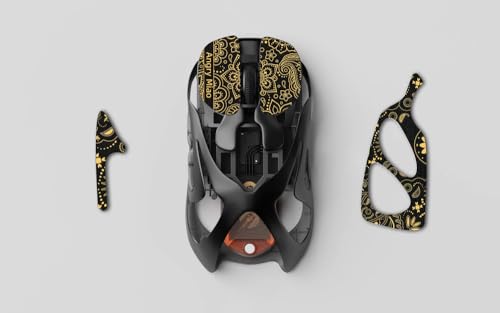 Image of Angry miao Infinity Mouse Replacement Rubber Foot & Anti Slip Sticker, Skates with Anti Slip Grip Tape for Gaming, Smooth Glide and Control, Compatible with AM Infinity Mouse - Gold Paisley