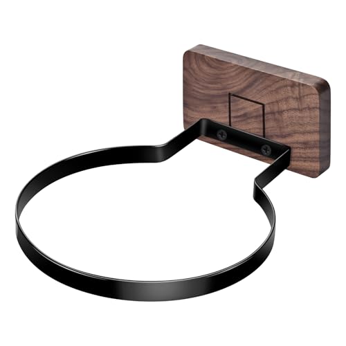VIVTOB Black Walnut Basketball Holder Wall Mount Display Rack 1 Pack