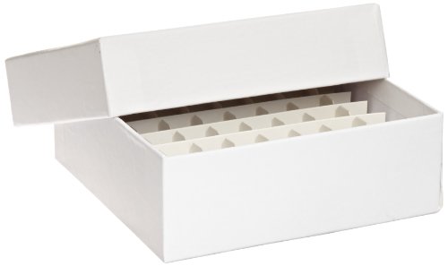 Globe Scientific - Globe Scientific 3090-1 Cardboard Storage Box for up to 2" Tall x 15mm Wide Tubes, 64 Place, 8x8 Format, 9x9 Format, 134mm Length, 134mm Width, 47mm Height