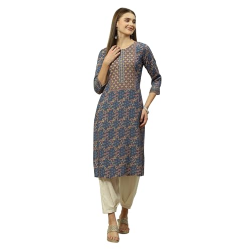 Image of Rangriti Women's Rayon Printed Regular Kurtas