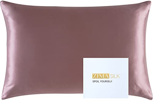 ZIMASILK 100 % luxuriöser 25 Momme Maulbeerseide-Kissenbezug für Haar und Haut, Beste Geschenkidee, hochwertige 6A-Seide, Fadenzahl 900, 1 Stück (Queen 50,8 x 76,2 cm, Grauviolett) Cover