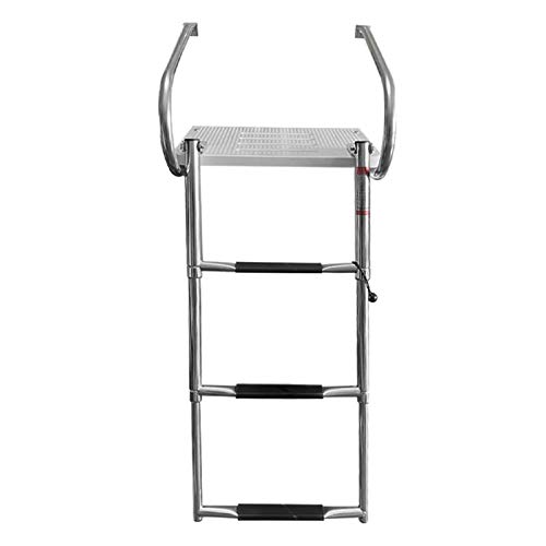 Escalera de piscina telescópica plegable con 3 peldaños y plataforma ABS miniatura 6