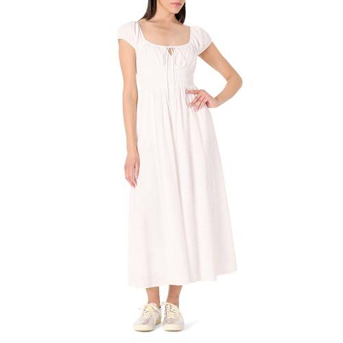 Image of The Drop Womens Melody Cap Sleeve Tie Front Cotton Dress