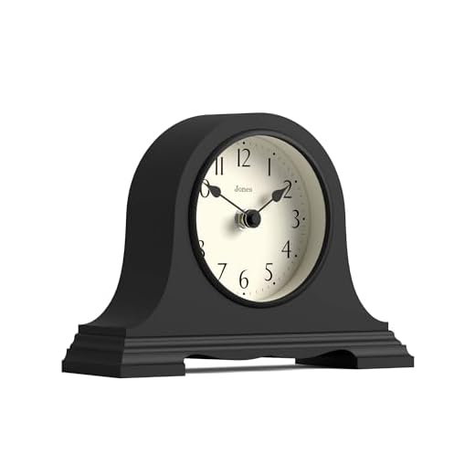 JONES CLOCKS® Speakeasy Mantel Clock - A Classic Mantlepiece Clock - Clocks for Living Room - Office Clock - Desk Clock - Black Hands - Arabic Dial (Black)
