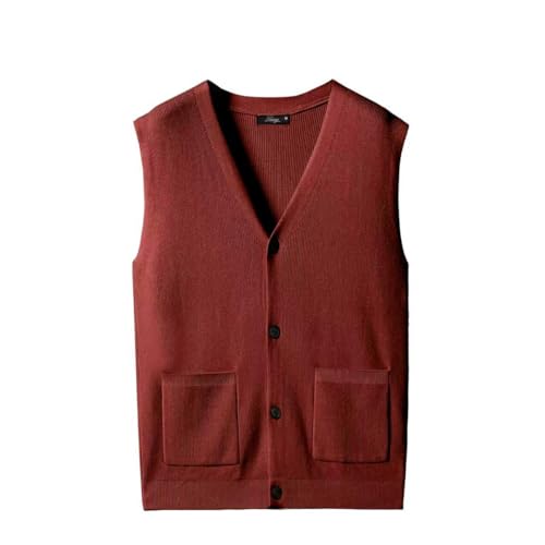 Dierouya - Dierouya Men's Sweater Vest V-Neck Sleeveless Cardigan - Heavy Knitwear Button Up with Pockets (S-5XL, Burgundy) - Best Deal on Amazon