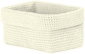 Heritage Lace Mode Crochet Basket, 8" x 5" x 6", Cream