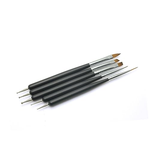 Housoutil 5pcs Double Tip Nail Art Drill Pens Set Durable Brushes Ball Styluses for Precision Manicure for Professional Personal Use Compact Portable Design