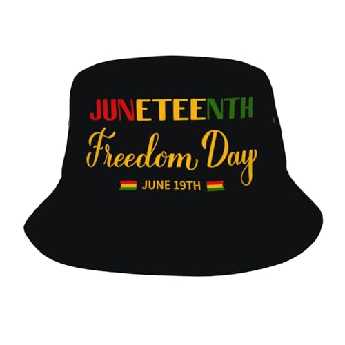 Happy Juneteenth Day Freedom 1865 Bucket Hats Sun Beach Hat Summer Fashion Fisherman Cap Outdoor for Women Men Travel Green