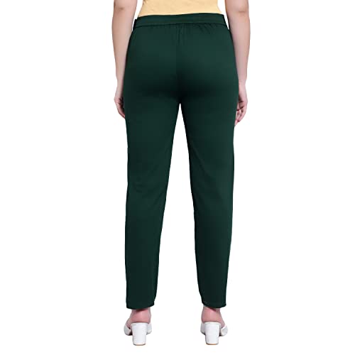 Image of BLUE STAR SHARK Stretchable Cotton Lycra Cigarette Pants | Versatile and Stylish Women's Pants | Comfortable Slim Jeggings | Ankle Length Straight Trousers for Office, Formal, Casual Wear