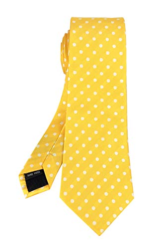Kihatwin Men Yellow White Dot Silk Wedding Self Cravat Daily Dress Tie Best Birthday Gift