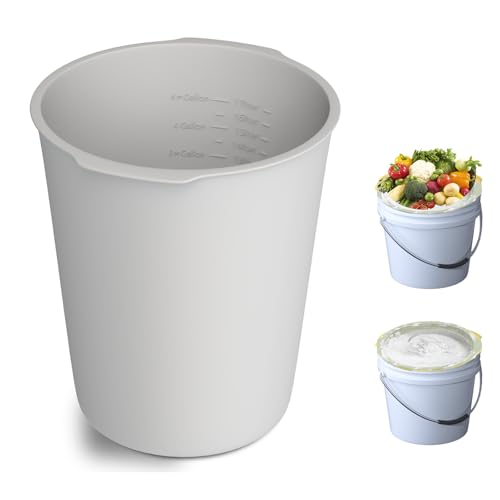 Dxmnoly 5 Gallon Silicone Bucket Liner - Reusable Measuring Mixing Liner for Concrete, Mortar, Grout, Paint - Food Grade Non-Stick with Measurement Marks - Easy to Clean & Durable (Gray)