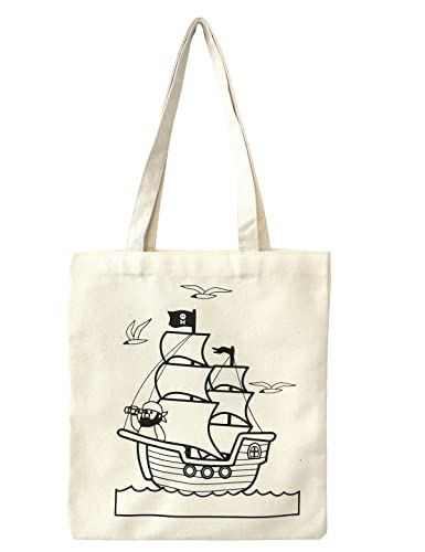POPUCT Canvas Tote Bag for Women,Graffito Bags for Kids and Girls(corsair)