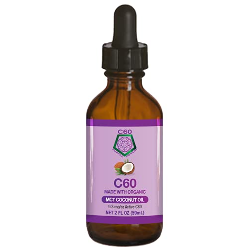 C60 Purple Power Organic MCT Coconut Oil, 2 Fl Oz Organic Cold-Pressed Coconut Oil, 99.99% Pure c60 Carbon Fullerenes, Lift the Oxidative Burden at the Cellular Level, Optimize Mitochondrial Function