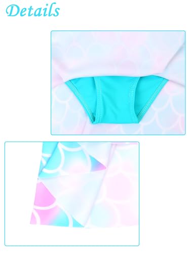 Image of BAOHULU Girls Two Piece Swimsuits Rash Guard Ruffle Bikini Skirt Short Sleeves Beach Dress Swimwear UPF 50+ 3-12Y