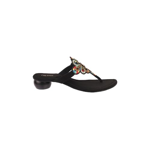 Image of Metro Women Fashion /Ethnic Embroidered Heel Slip-on Sandal