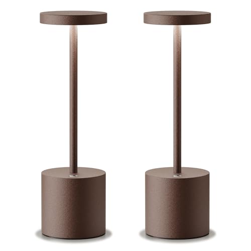SLSMD Lampada da tavolo senza fili LED Ricaricabile Dimmerabile 5000mAh 3 Modalità di Luce USB-C Lampada da tavolo Uso Interno/Esterno (2 Ruggine)