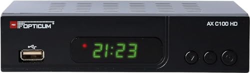 RED OPTICUM AX C100 mit PVR Digitaler HD Kabel-Receiver HD mit LED-Display EPG HDMI USB SCART Coaxial Audio Stromsparender Receiver für Kabelfernsehen DVB-C Receiver schwarz