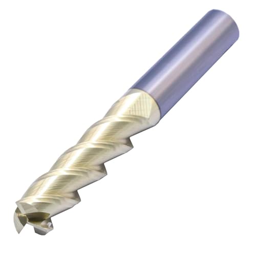 Image of 1 /2 inch 3 Flute Solid Carbide Square End Mill for Aluminum, 4 inch OAL, ZrN Coated | 45 Degree Helix, Long End Mill, 1 /2 inch Cutting Diameter, 1 /2 inch Shank Diameter, 2 inch Length of Cut