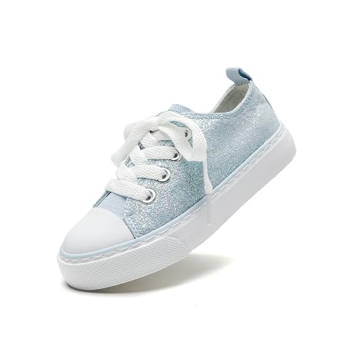 Toddler Canvas Sneakers for Boys & Girls - Breathable, Lightweight & Durable Lace-Up Shoes Non-Slip Rubber Sole, Classic School Style for Play & Casual Wear,Ages 2+3