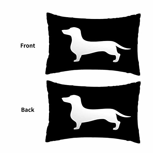 Mugod Rectangle Throw Pillow Cover White Dachshund Dog On Black Background,Pillow Case For Men Women Decorative Home Sofa Chair Couch 20X30 Inches #TOP1