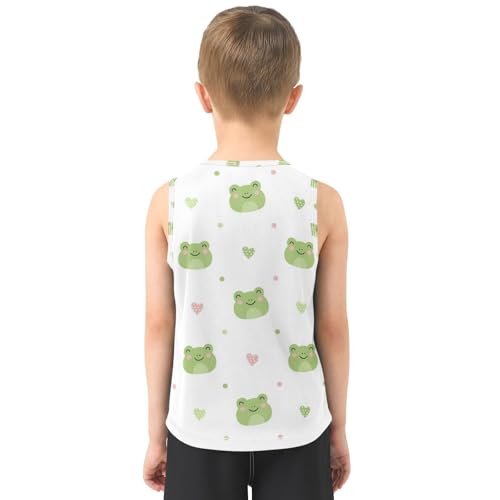 J JOYSAY Cartoon Frog Heart Boys Tank Top Sleeveless Muscle Shirts Quick Dry Sport Workout Active Kids T-Shirts 3-15T3