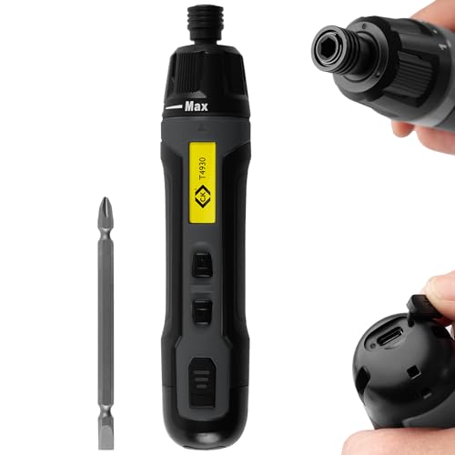 C.K Tools E-Driver Electric High Torque Screwdriver 3.6v USB-C Rechargeable Cordless Screw Driver with Double Sided PZ2 SL4 Bit CK T4930